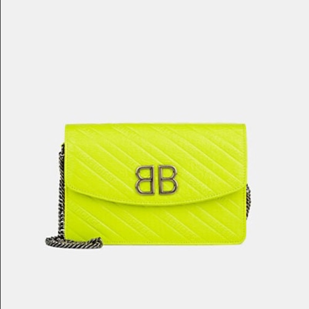 ⭐️SOLD⭐️Balenciaga Neon Green BB Clutch/ Bag $1090